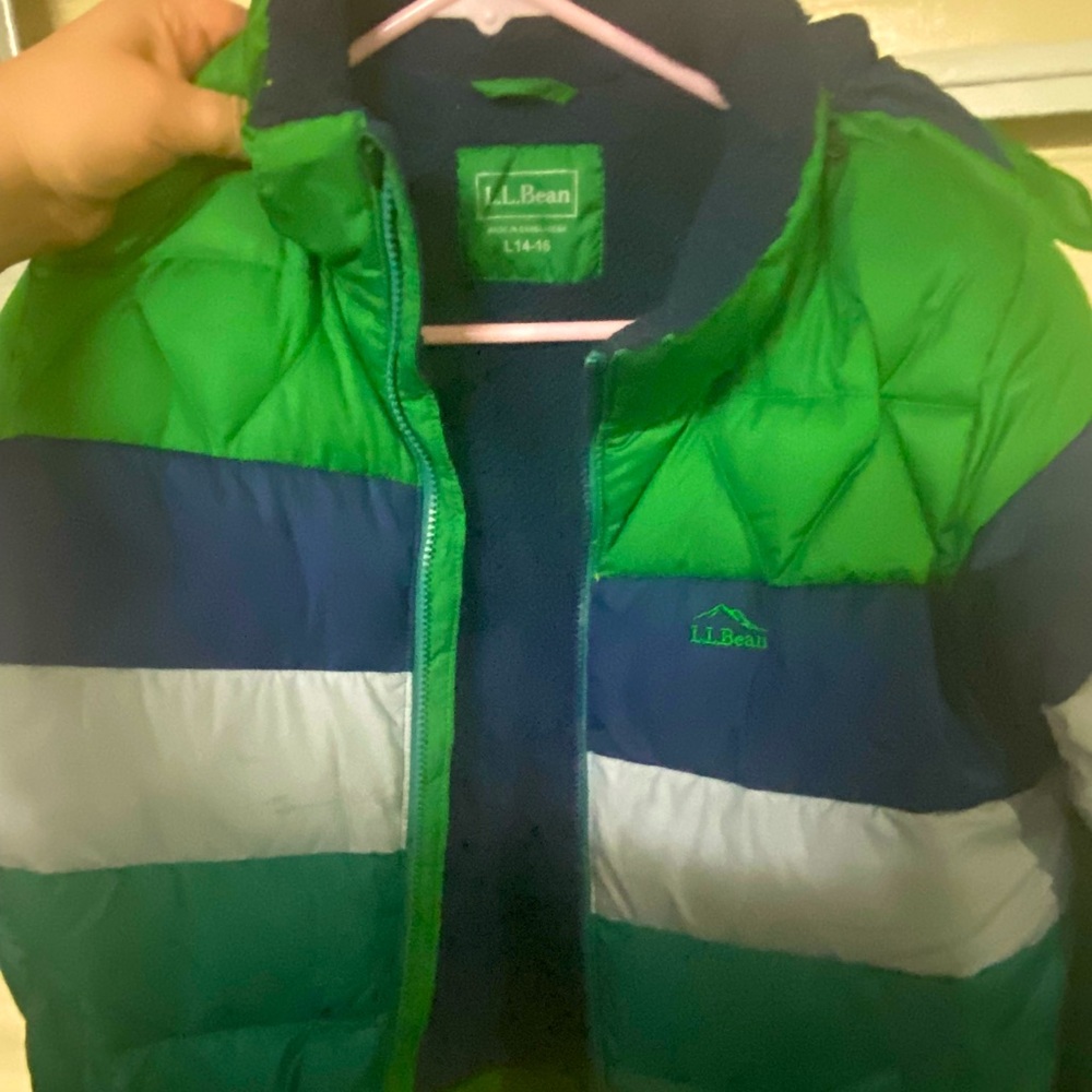 Kids LLBean Puffer, L 14-16, fleece lined, hood is removable